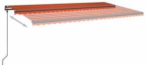 Toldo retrátil automático com postes 6x3,5 m laranja e castanho