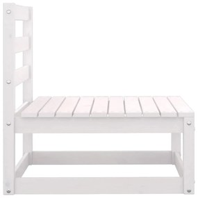 3 pcs conjunto lounge jardim c/ almofadões pinho maciço branco