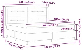 Cama Box com Colchão &amp; LED vidaXL Cinza Escuro 200x200 cm Tecido