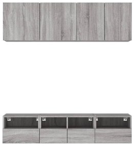 5 pcs móveis de parede p/ TV derivados de madeira cinza sonoma