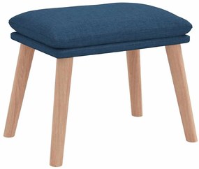 Cadeira de descanso com banco p/ pés tecido azul