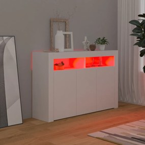 Aparador Giancarlo com Luzes LED de 115 cm - Branco - Design Moderno