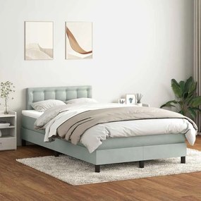 vidaXL Cama boxspring c/ colchão 120x210 cm veludo cinzento-claro