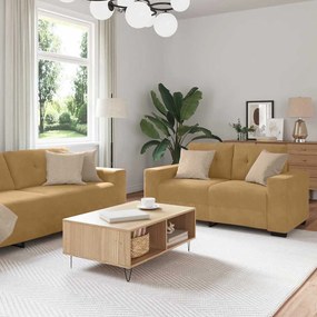 vidaXL Conjunto de Sofás 2 pcs Castanho 221 x 78 x 80 cm Veludo
