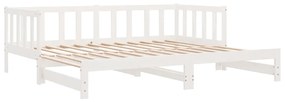 Sofá-cama com gavetão 90x200 cm madeira de pinho maciça branco