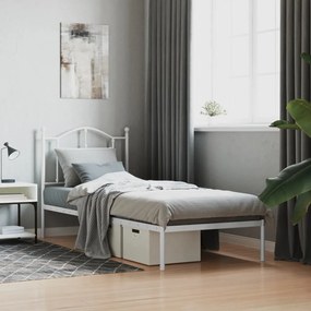 vidaXL Estrutura de cama com cabeceira 90x190 cm metal branco