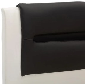 Estrutura cama c/ LEDs couro artificial 180x200cm branco/preto