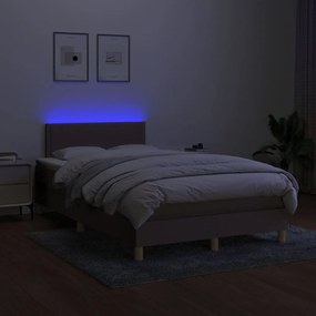 Cama box spring colchão/LED 120x200cm tecido cinza-acastanhado