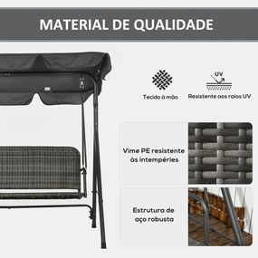Banco Baloiço de Jardim Baloiço de Exterior com Toldo Ajustável Assent