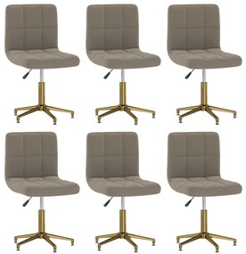 vidaXL Cadeiras de jantar giratórias 6 pcs veludo cinzento-claro