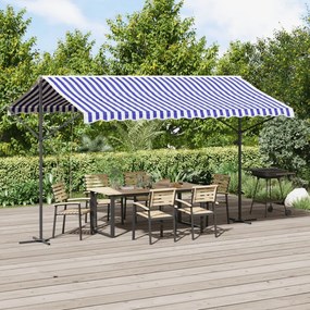 Toldo de pé 400x300 cm tecido e aço azul e branco