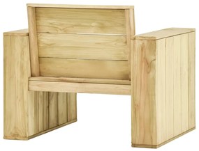 3 pcs conjunto lounge de jardim com almofadões pinho impregnado