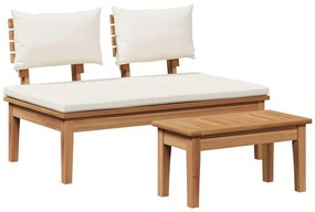 Conjunto de Banco de Jardim de 2 Peças de Madeira Maciça de Teak