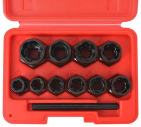 Conjunto extrator p/ parafusos e porcas danificados 11 pcs aço