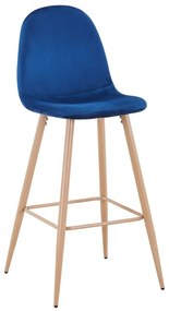 Conjunto 4 Bancos de bar, Casa, Restaurante, Hotel EPOQUE NEW, base de metal, veludo azul 64