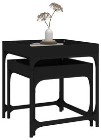 Mesas de apoio 2 pcs derivados de madeira preto