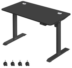 SONGMICS Mesa elétrica ajustável em altura, 60 x 120 cm, superfície da mesa, livremente ajustável, função de memória com 3 alturas, proteção contra carga, preta LSD101B02