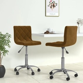 vidaXL Cadeiras de jantar giratórias 2 pcs veludo castanho