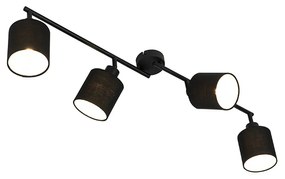 Candeeiro de tecto moderno preto 89,5cm ajustável 4 luzes - HETTA Moderno