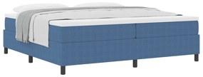 Cama Box Spring com Colchão, Azul, 200x200 cm, Tecido de Veludo Cotelê