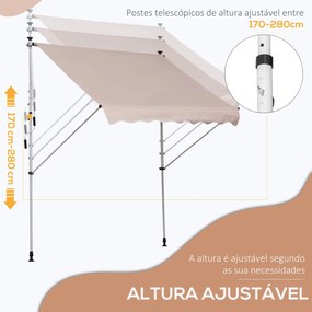 Toldo Manual Retrátil 200x150 cm com Manivela de Alumínio Ângulo Ajust