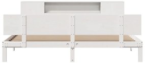 Cama com estante sem colchão 180x200 cm pinho maciço branco