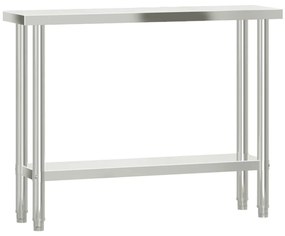 Mesa trabalho cozinha c/ prateleira 110x30x150cm aço inoxidável