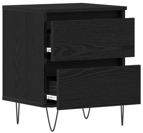 Mesa de cabeceira vidaXL Preto Carvalho 40x35x50 cm Madeira de engenha