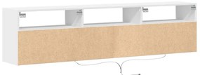 Móvel de parede para TV com luzes LED 180x31x45 cm branco