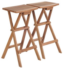 Bancos de bar dobráveis 2 pcs madeira de teca maciça