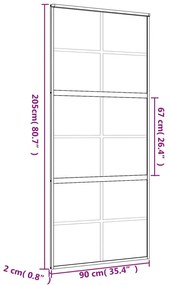 Porta deslizante 90x205 cm vidro ESG/alumínio dourado