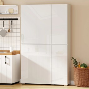 Armário Alto de Cozinha, 120 x 34 x 200 cm, 6 Portas de Fecho Suave, Branco