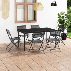 vidaXL 7 pcs conjunto de jantar para exterior aço