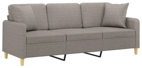 Sofá 3 lug. +almofadas decoração 180cm tecido cinza-acastanhado