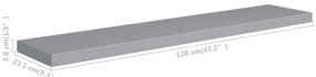 Prateleiras de parede suspensas 2 pcs 120x23,5x3,8cm MDF cinza