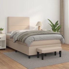 vidaXL Cama com molas/colchão 120x200 cm couro artificial cappuccino