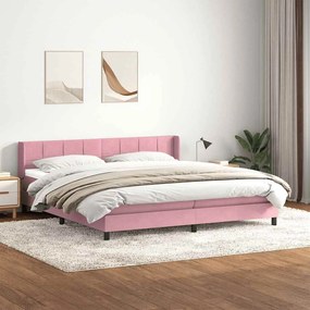 Cama com molas colchão 200x210 cm veludo rosa