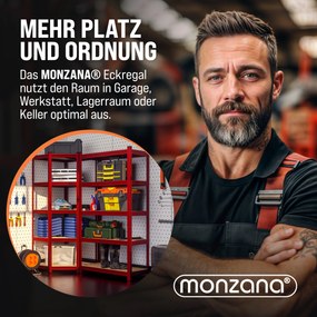 Estante de canto em aço caves, garagens, oficinas, arrecadações para cargas pesadas até 875 kg Vermelha