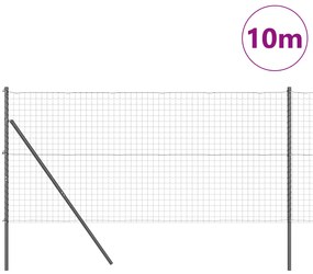 Cerca Euro da com 7 Postes 1.4x10 m Aço Galvanizado Cinza