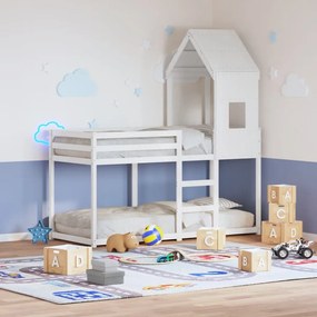 vidaXL Beliche com telhado 90x200 cm madeira de pinho maciça branco