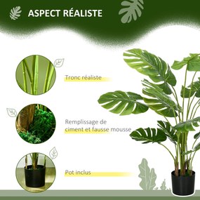 Planta artificial altura de 120 cm, árvore artificial de monstera deliciosa com vaso incluído, para interior, verde