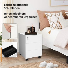 Bloco gavetas escritório 39 x 45 x 55 cm com rodas com 3 gavetas Branco