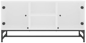 Móvel de TV c/ portas de vidro 102x37x50 cm branco