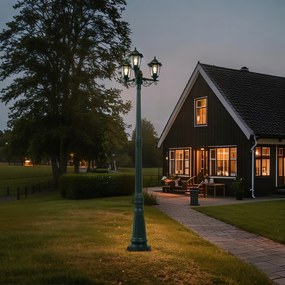 Lanterna de exterior clássica verde-escura 217cm 3-luzes IP44 - New Haven