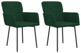 Cadeiras de jantar 2 pcs veludo verde-escuro