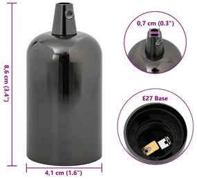 Casquilhos de lâmpadas 2 pcs Preto brilhante E27