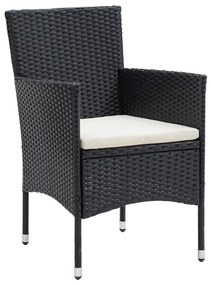 7 pcs conjunto de jantar para jardim com almofadões preto