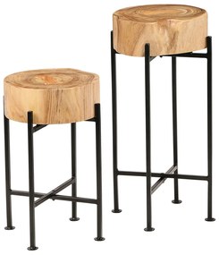 246207 vidaXL Conjunto mesas de apoio 2 pcs madeira de acácia maciça