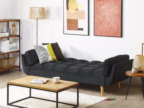 Sofá-cama em veludo preto ASBY Beliani