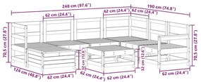 8 pcs conjunto sofás de jardim madeira de pinho impregnada